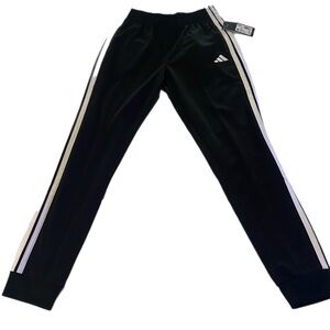 NWT Adidas Kids Black Joggers with White Stripes